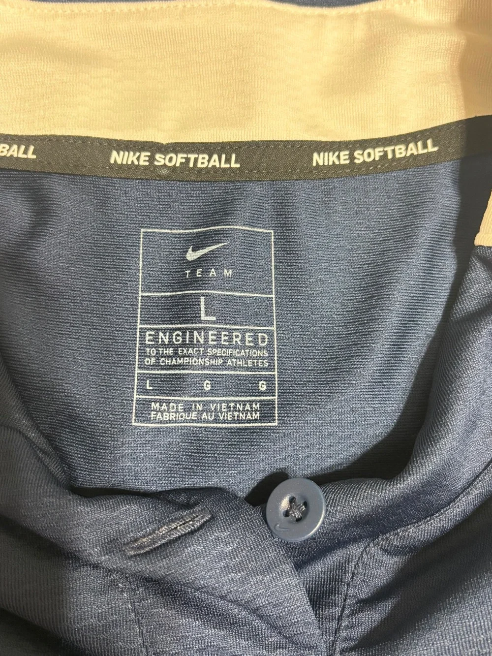 Nike Navy and white Softball shirt